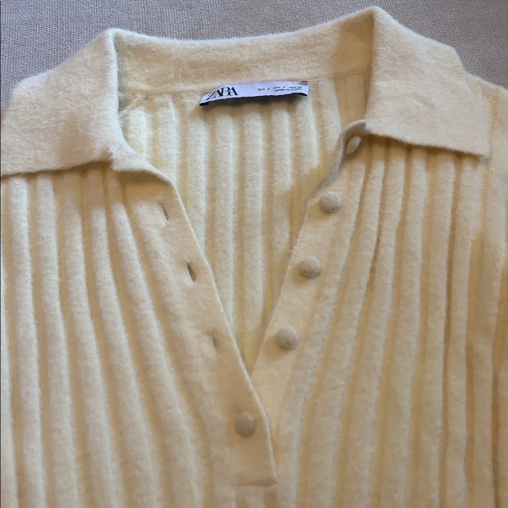 Zara Butter Yellow Polo Sweater - Picture 3 of 5